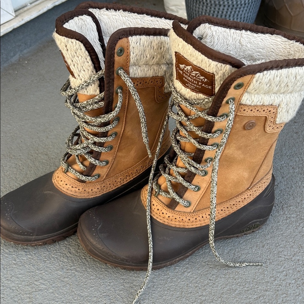 The North Face Brown and Tan Lace Up Boots